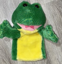 Dakin Hand Puppet Plush Green Frog Animal Rattle Croaking Croaks 10 Inch