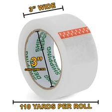 4 Rolls of Shipping Depot Carton Box Sealing Clear Packing Tape 3" x 110 Yds