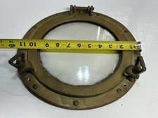 12" Antique Brass Finish Glass ~ Nautical Maritime Wall Decor ~ Window