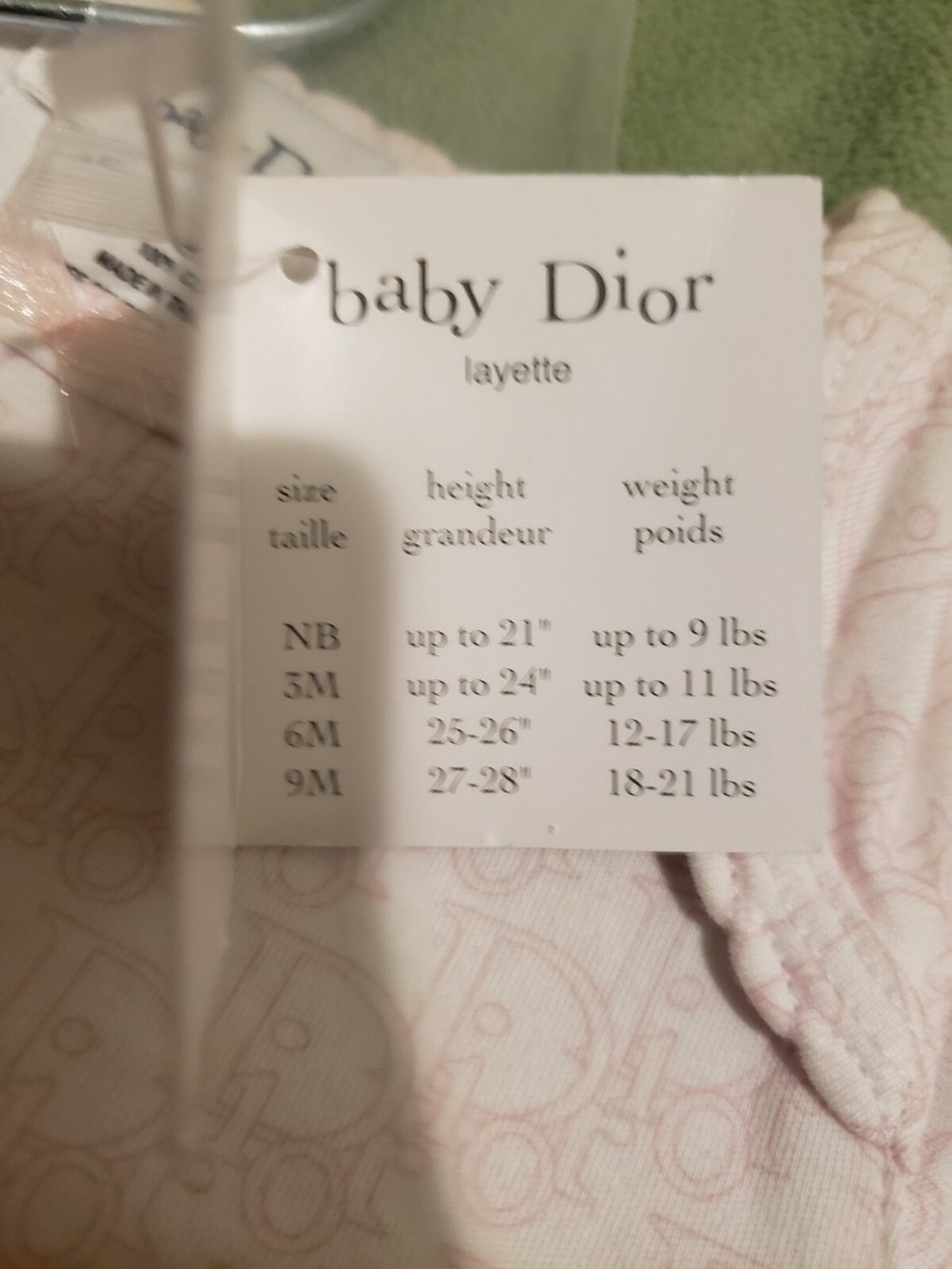 Christian Dior Baby One Piece Pink Logo For GIRL 3 Months Christian Dior Baby One Piece Pink Logo For GIRL 3 Months