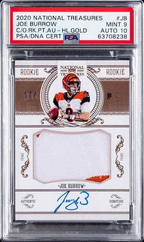 2020 National Treasures Crossover RPA Gold /25 Joe Burrow RC #JB PSA 9 w/10 Auto