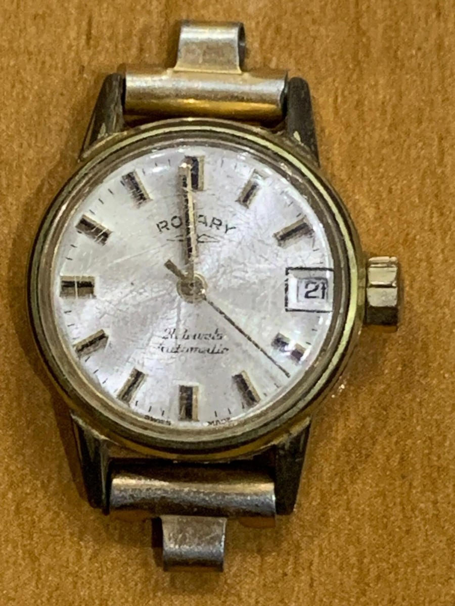 Vintage Swiss Made Rotary 21 Jewels Automatic Ladies Watch Head Not  Working