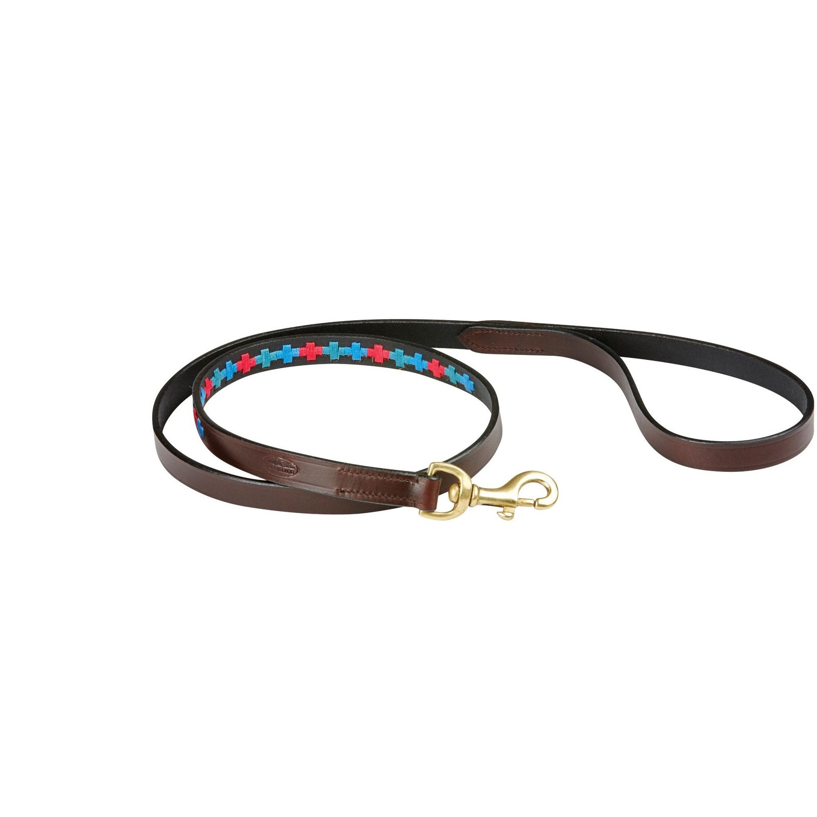 Weatherbeeta Polo Leather Dog Lead - Beaufort Brown/Emerald/Pink/Blue