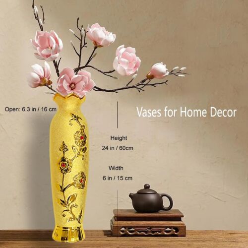 19 Inches Tall Floor Vase Extra Large Ceramic Decorative Vase Handmade Gold F... - Picture 5 of 7