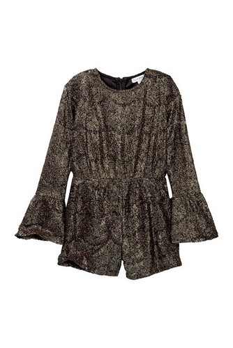 Love Fire 155503 Gold Foiled Lace Romper (Big Girl) Size XL - Picture 2 of 3
