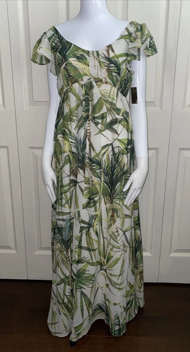 White and sale green maxi dress