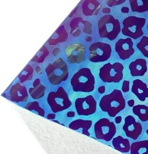 Holographic Embossed Leopard Indigo Blue Faux Leather Sheets, 12"X53"