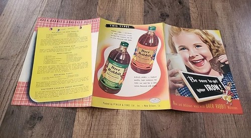 Folleto de tres pliegues de receta publicitaria de melaza Brer Rabbitt de colección - Imagen 5 de 6