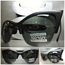 CLASSIC VINTAGE RETRO CAT EYE Style SUNGLASSES Matte Black Gold Frame Green Lens