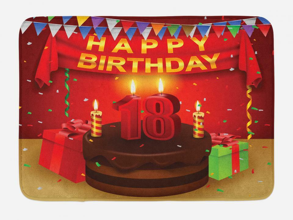 18th Birthday Bath Mat Bathroom Decor Plush Non-Slip Mat 29.5