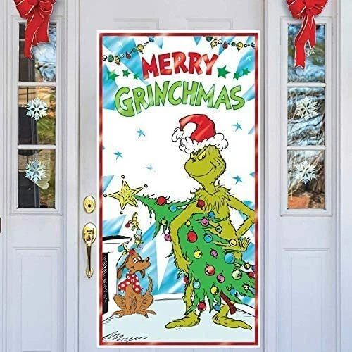El Grinch Suministros de Fiesta Feliz Navidad Adhesivo Decoración de Puerta Foto 2 de 2