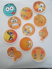 11 of Fun Emoji Character themed stickers 