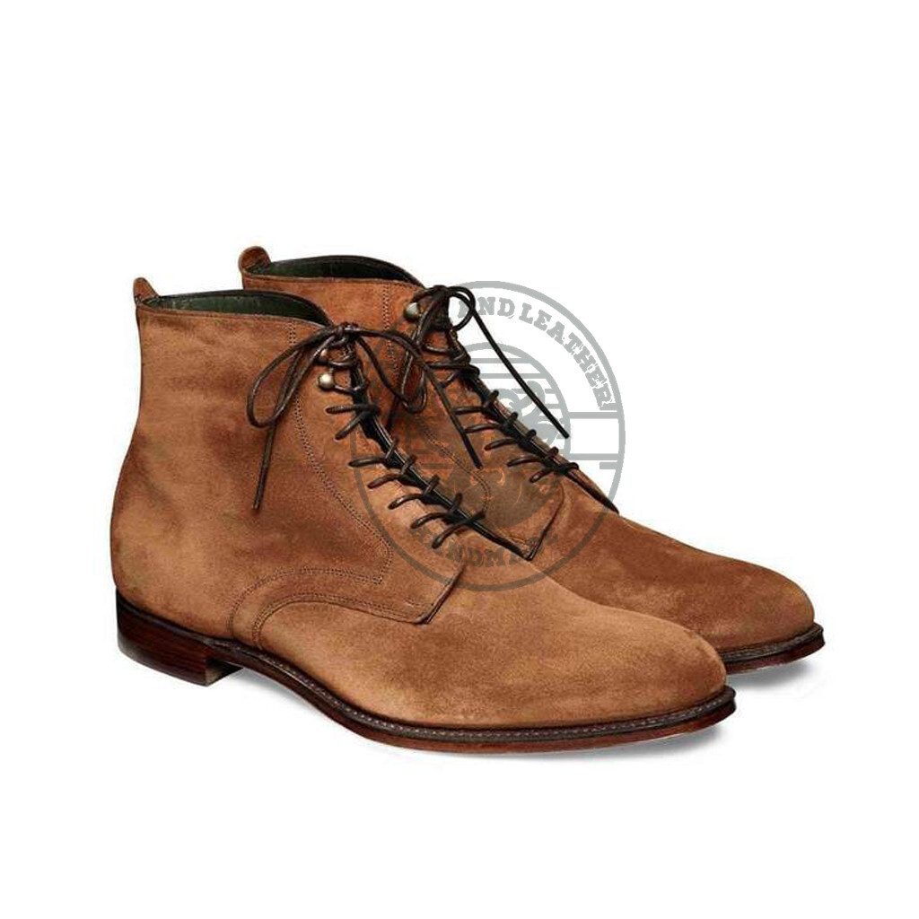 Men's Brown Suede Ankle Lace Up Boots