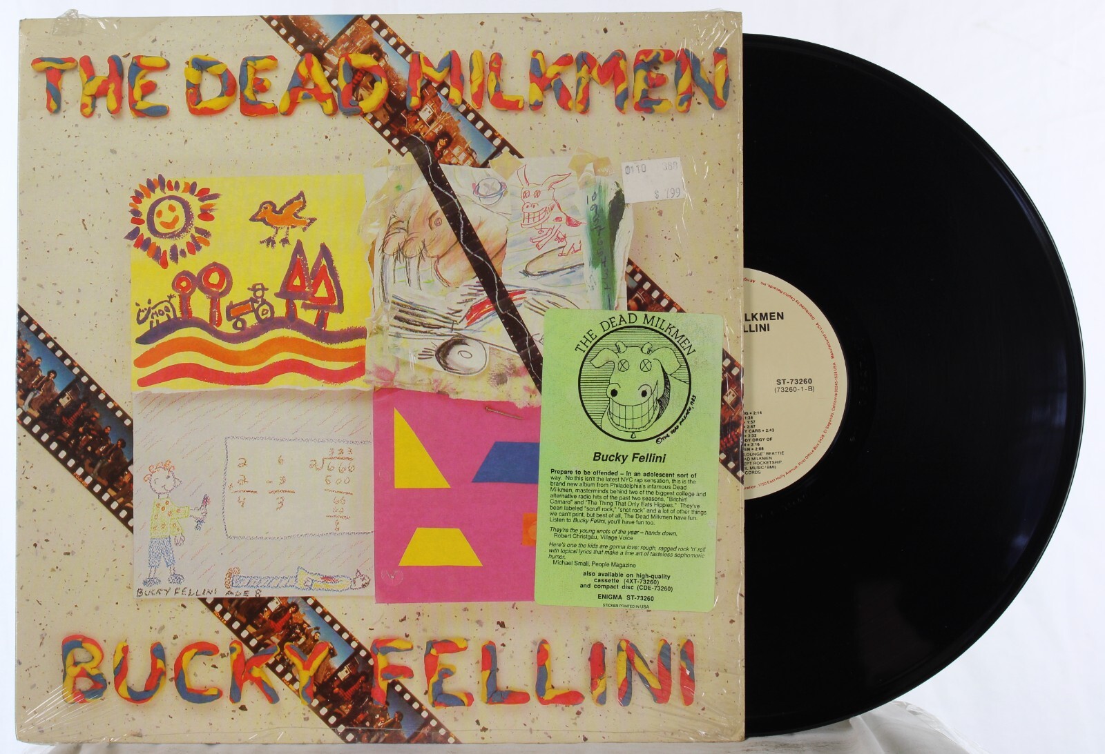 The Dead Milkmen "Bucky Fellini" Enigma Records, Hype sticker in SHRINK!!  VG+