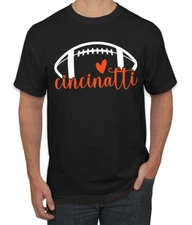 Fan Of Cincinatti Football Orange Heart Script Writing Men TShirt