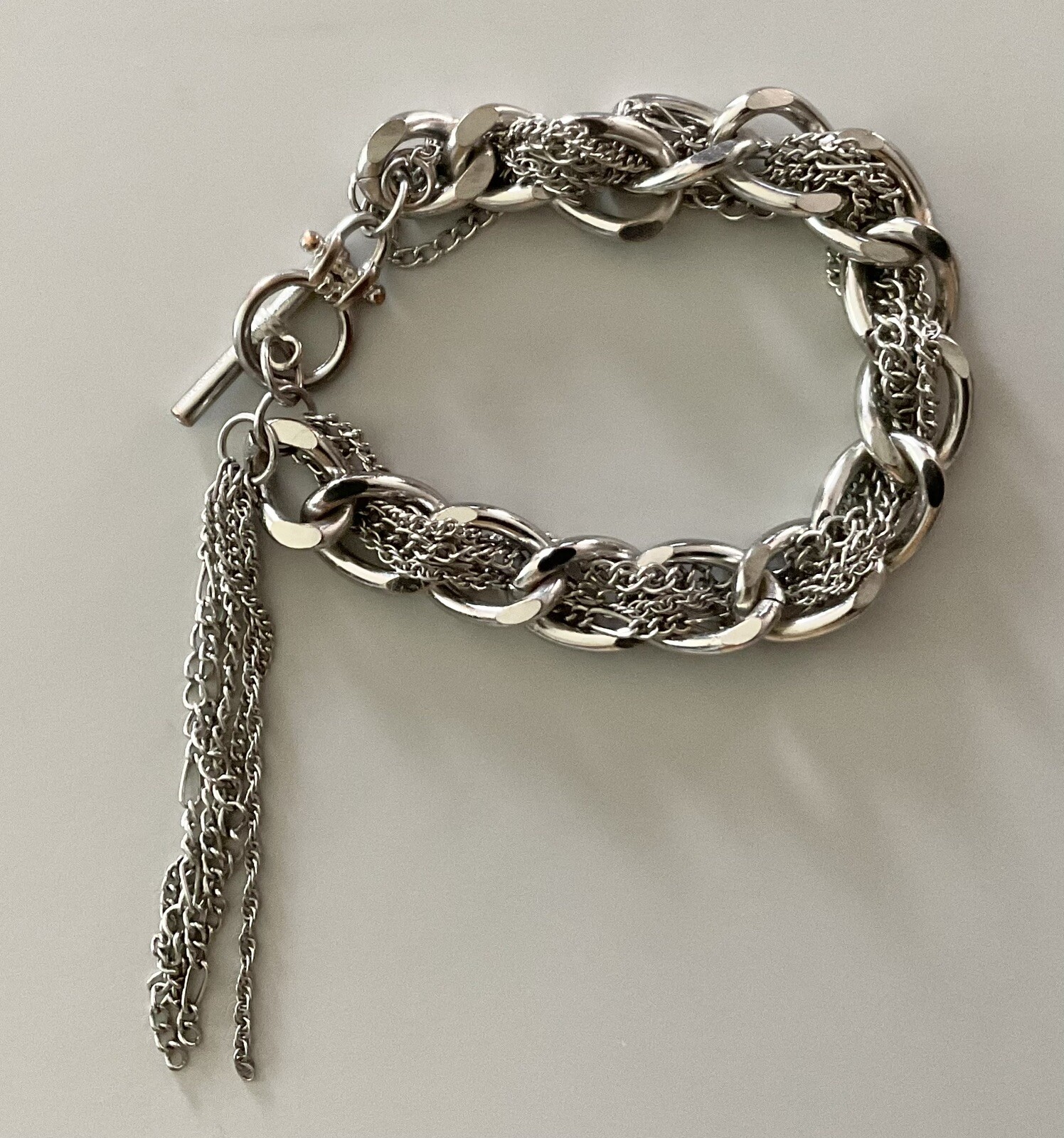 Four Chunky Link Bracelets - Toggle Closure - Sil… - image 9