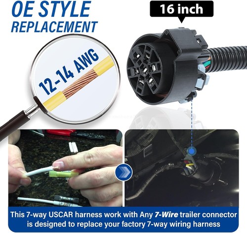Enchufe de arnés de cableado de remolque redondo de 7 vías USCAR para Cadillac XT5 2017-2020 - Imagen 3 de 8