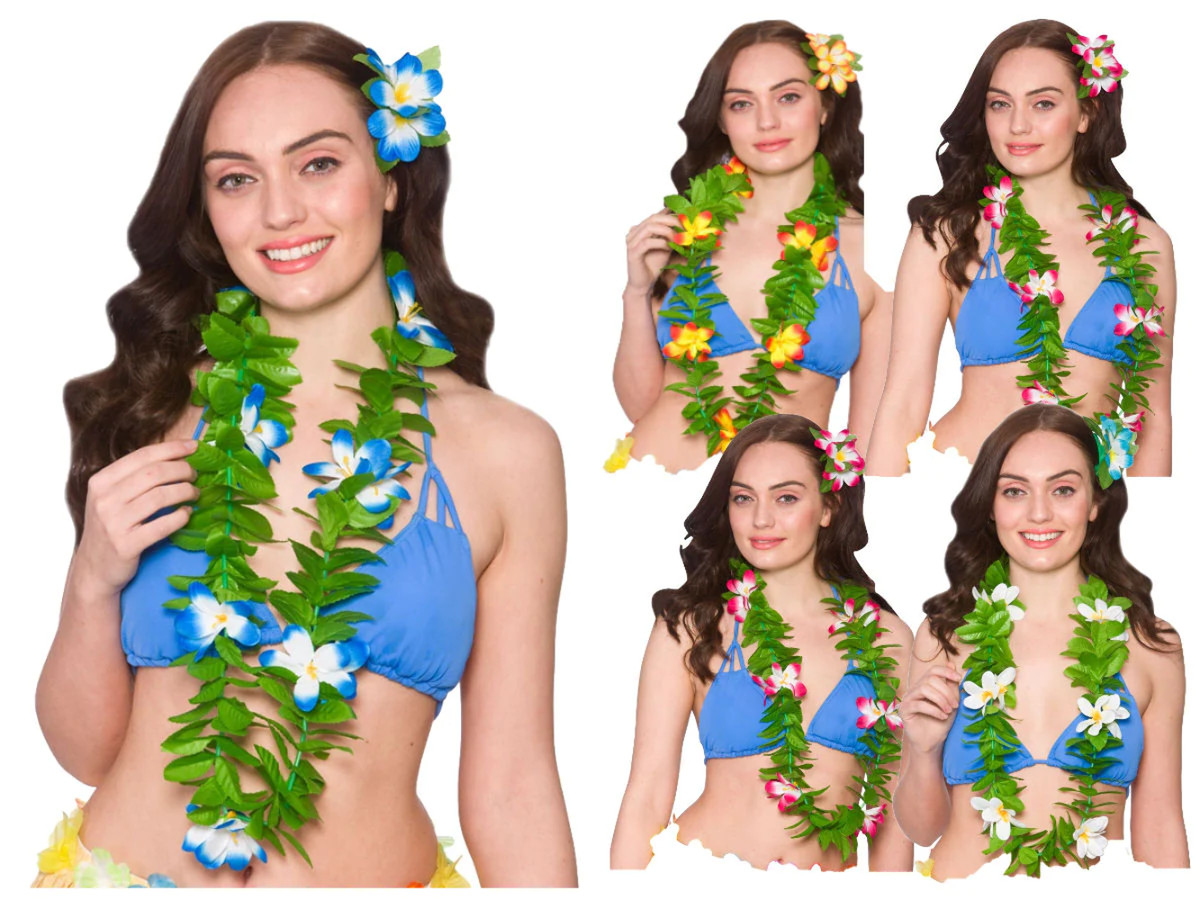 Guirnalda Hawaiana Cuello Lei Playa Flores Hawaii Fiesta utilería Vestido Elegante Adultos Niños