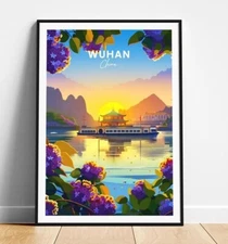Wuhan travel print - China travel poster, Wuhan poster, Wuhan China poster