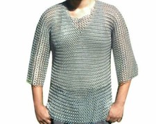 Medieval Aluminum Butted Chainmail Shirt Haubergeon Medieval Armor rollplay LARP