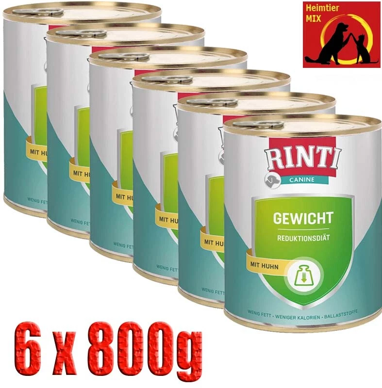 Rinti Canine Gewicht mit Huhn 6x800g Dietfutter zur Verringerung von Übergewicht