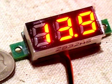 MINI SMALL 3 DIGIT RED LED 2 WIRE AUTORANGE DIGITAL PANEL VOLTMETER 3-30V USA