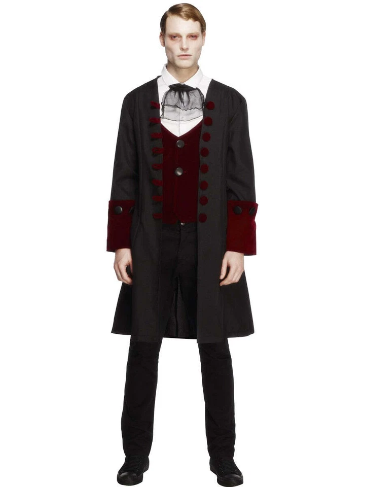 Disfraz de vampiro para hombre muy genial verdadero vampiro Halloween gótico Drácula vestido elegante Foto 2 de 4