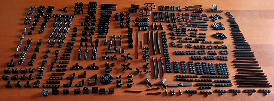 Lotto 43 Lego Technic Nero 400 Pezzi Assi Connettori Tubi Elica Mezza Barra Pin - Immagine 2 di 3