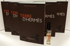 ( 6 ) Hermes Terre D'Hermes Eau De Toilette Spray Vials  .06 oz 