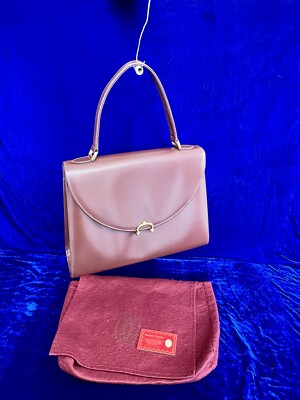 Cartier Bag Vintage Handbag Bordeaux Leather Bag Shoulder Pouch Case Bag  Box