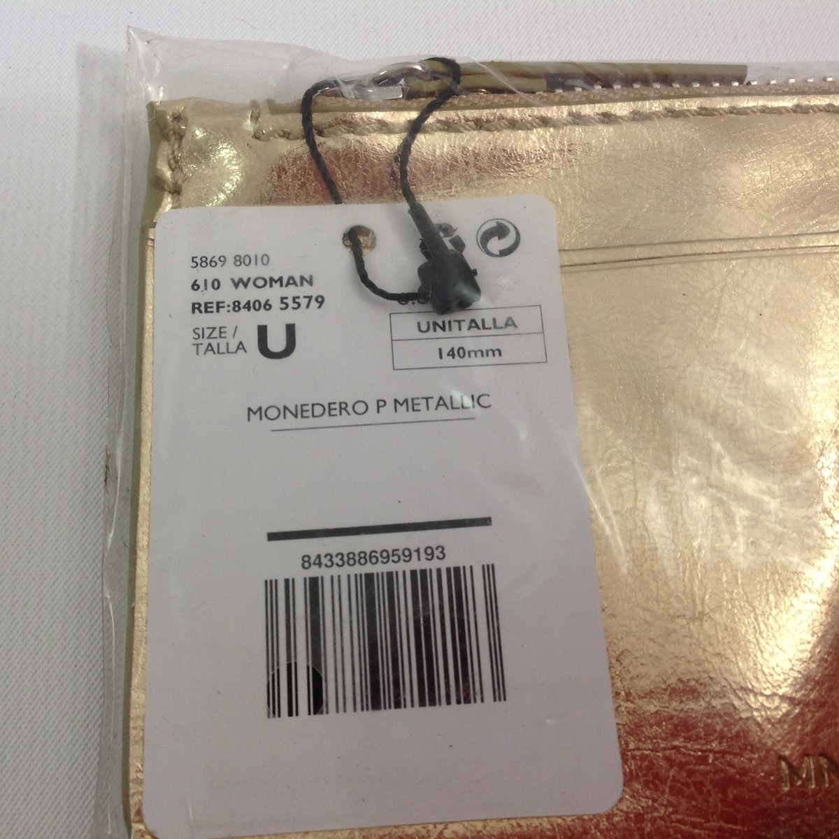 MNG Womens Tiny Wristlet Purse Zipped Shiny Surface Solid Gold One