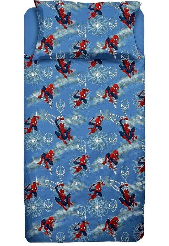Completo lenzuola in flanella Spiderman Marvel per letto Singolo J969 - Immagine 2 di 2