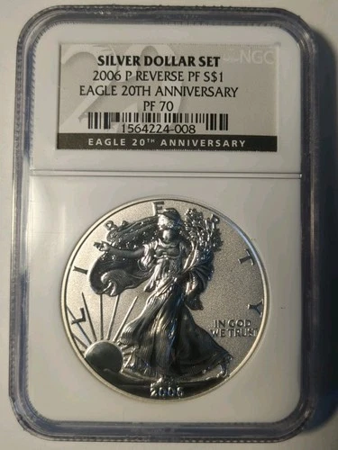 2006 P REVERSE PROOF AMERICAN SILVER EAGLE NGC PF70 20TH ANNIVERSARY DOLLAR SET