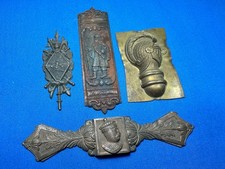 4 Vintage K of C Fraternal Order Sword, Scabbard Metal Accents Parts, KNIGHTS