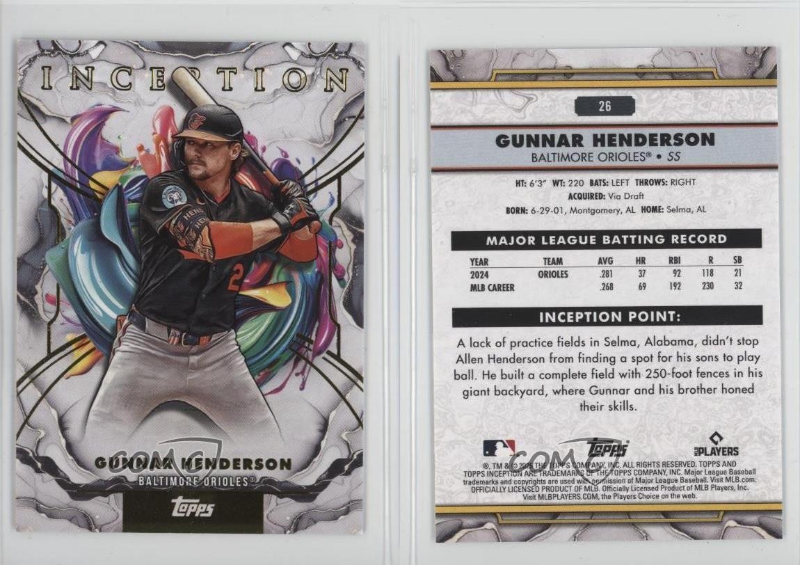 2025 Topps Inception Gunnar Henderson #26 rw9 | eBay