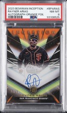 2023 BOWMAN INCEPTION AUTOS ORANGE FOIL #BPARAS RAYNER ARIAS 14/25 PSA 8