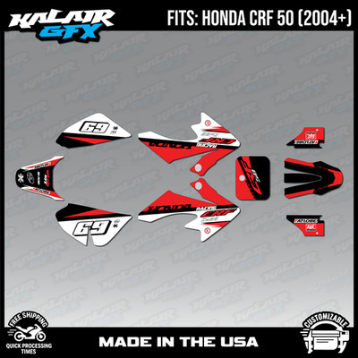 Graphics Kit for  Honda CRF50 (2004-2012) or (2013+)  Voltaic - RED-SHIFT
