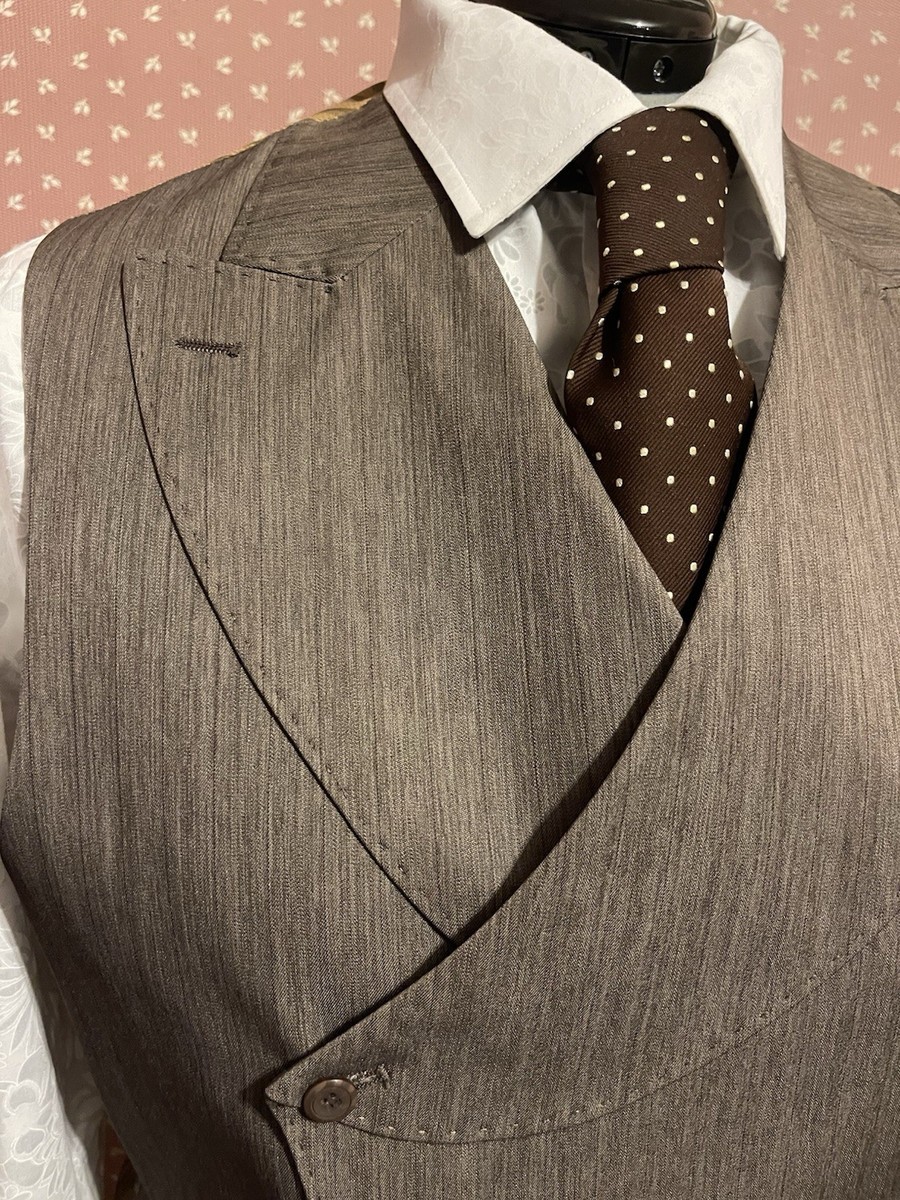 Big Man 3pc Pino Baldini Diagonal Vest Peak Collar Jacket 48, Pants 44 super 120 View 5