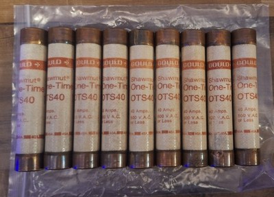 (9) NEW Gould Shawmut OTS40 One-Time 40A 600VAC Class K5 Fuses