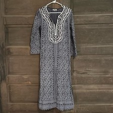 Maxi Vestido World Market Púrpura Blanco Bordado Global Lateral Splits Pequeño/Mediano