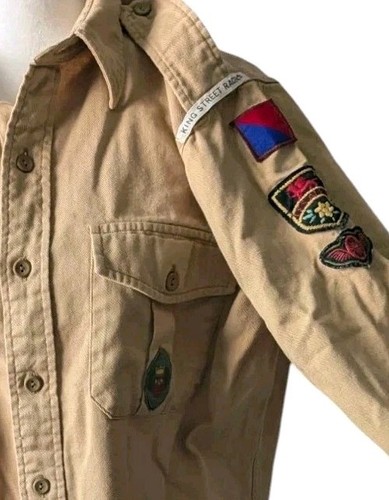 Vtg Ralph Lauren Rugby Shirt Men M Military Patch Tan King Street Exmouth - Bild 3 von 22