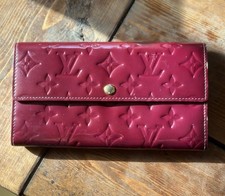 Louis Vuitton Monogram Vernis Burgundy Long Wallet With Snap Closure