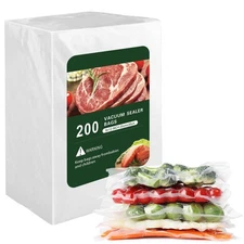 Vacuum Sealer Bags for Food - 200 Quart 8'' x 12'' Pre-Cut Food Saver Bags Qu...
