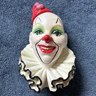 Clown Gesicht Plakette Skulptur Legend Products Bossons Chalkware F. Wright Clown #5