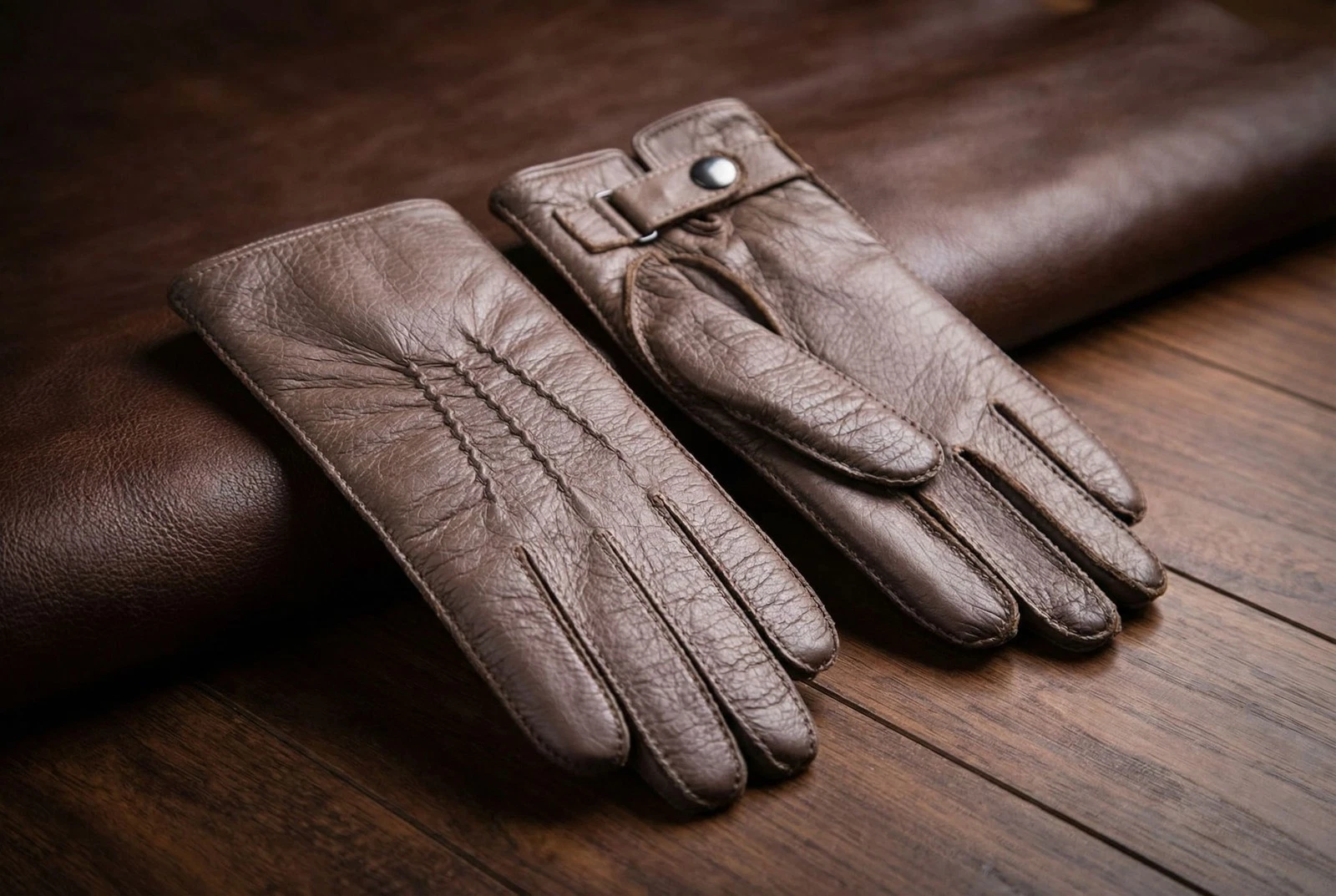 Men's Deerskin Leather Gloves Cashmere Lined Taupe