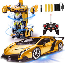 Remote Control Transform Robot Car Toy for Kids with Dazzling Light 360 Rotating