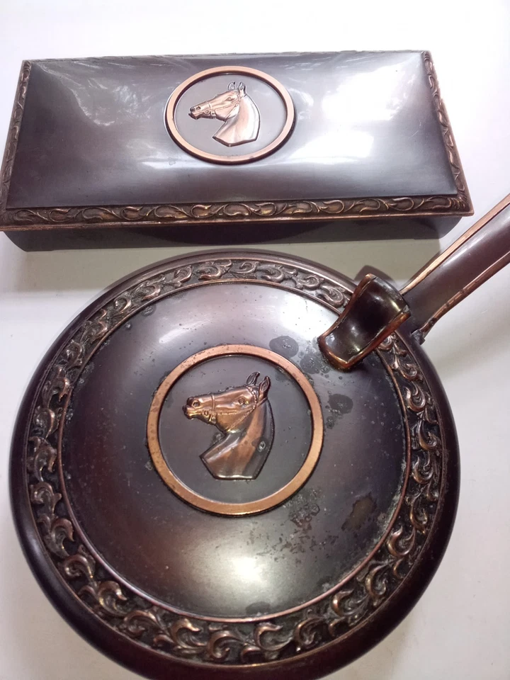 Vintage 1950's Equestrian Decor Hyde Park Bronze Finish Metal Horse Head Desk... - Image 2 of 4