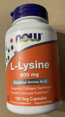 NOW Foods L-Lysine 500 mg 100 Vegetarian Caps - Dietary Supplement