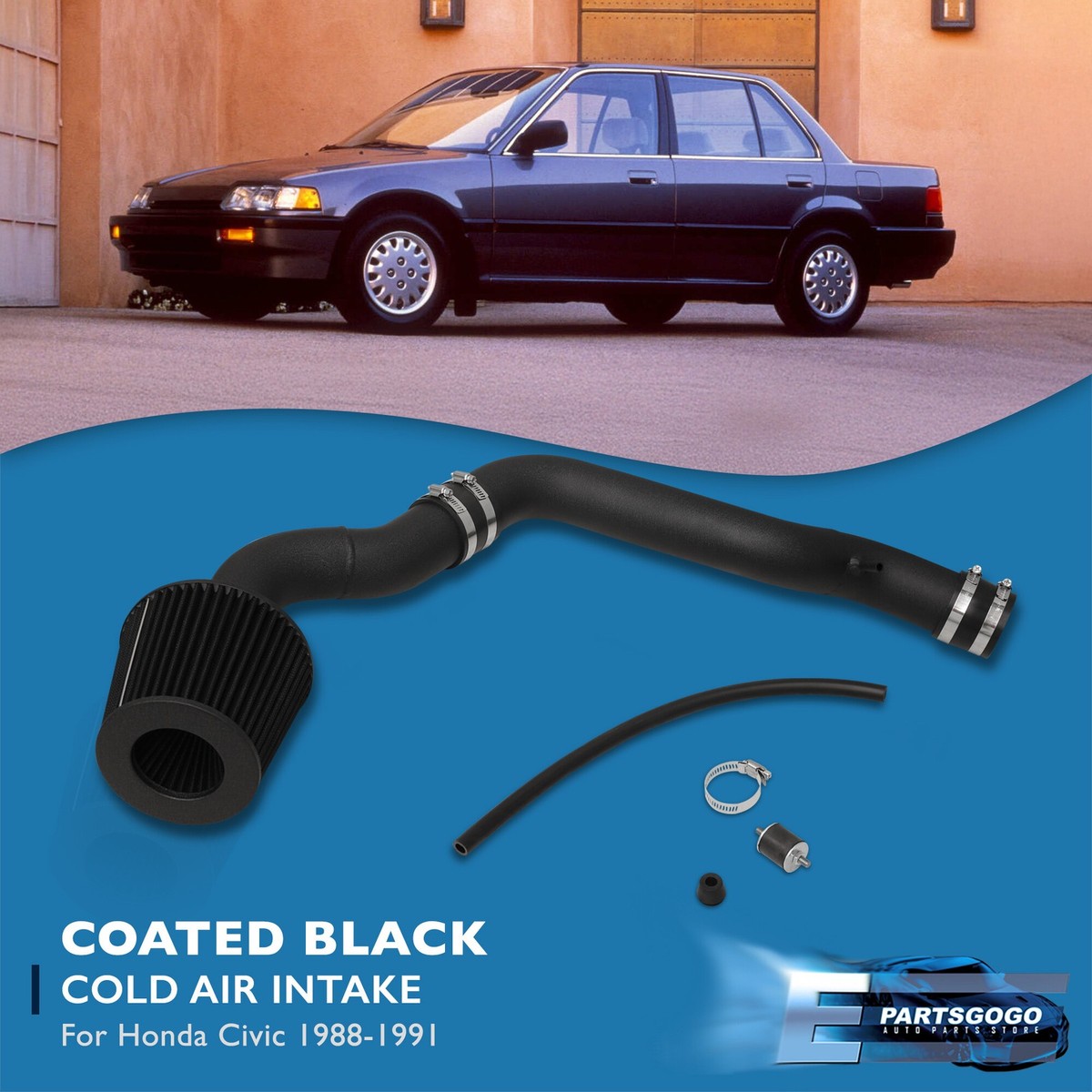 For 88-91 Honda Civic CRX EF 1.5L 1.6L L4 Cold Air Intake System