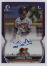 2023 Bowman Chrome Prospect Purple Refractor /250 Leandro Arias Auto 1pi9